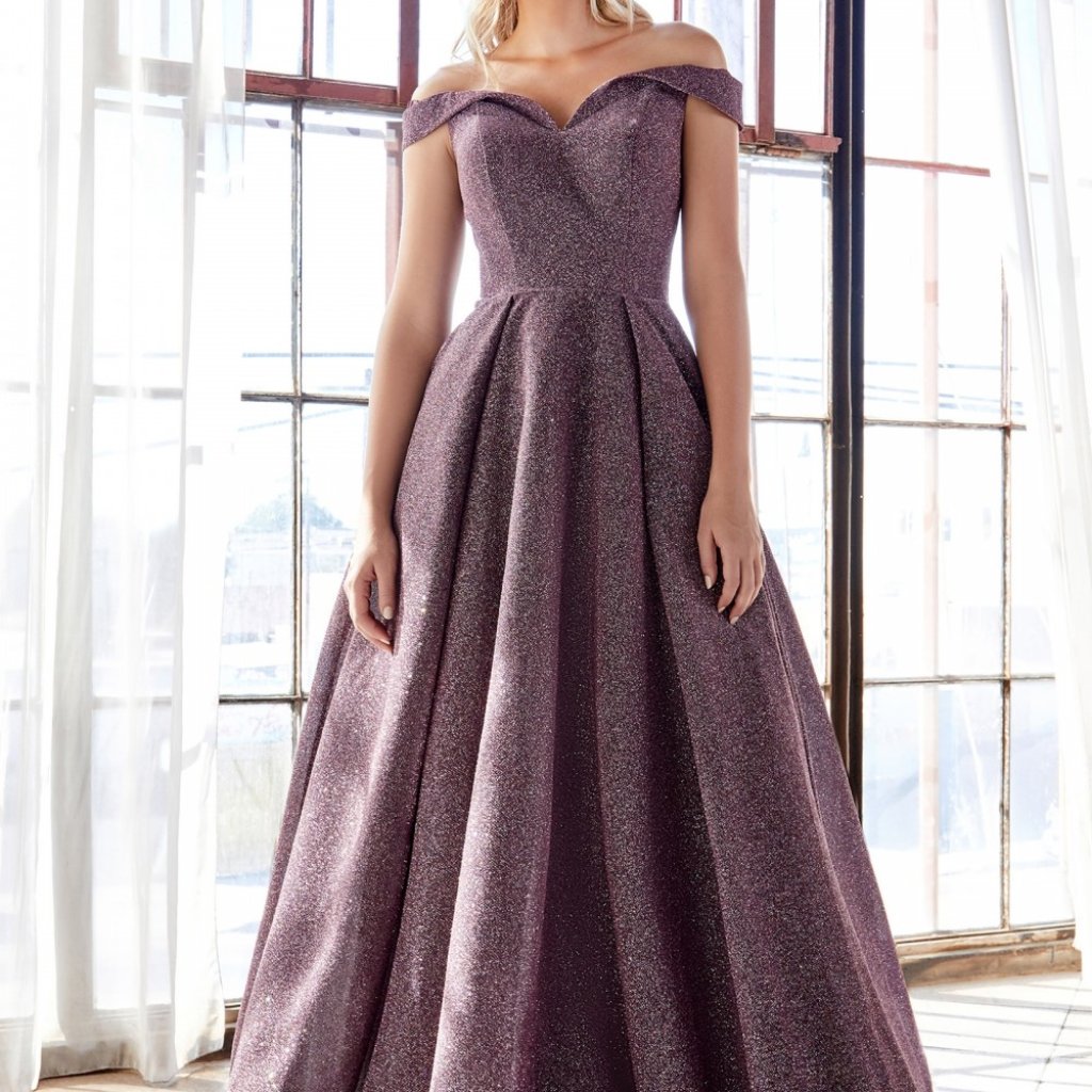 Off The Shoulder Glitter Gown - Cncb056